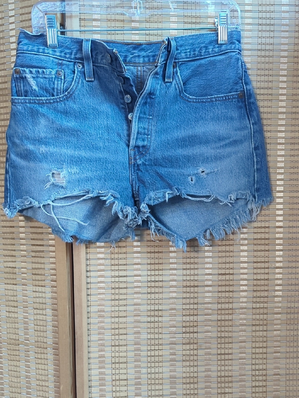 Levi's Blue Distressed Denim Cutoff Shorts